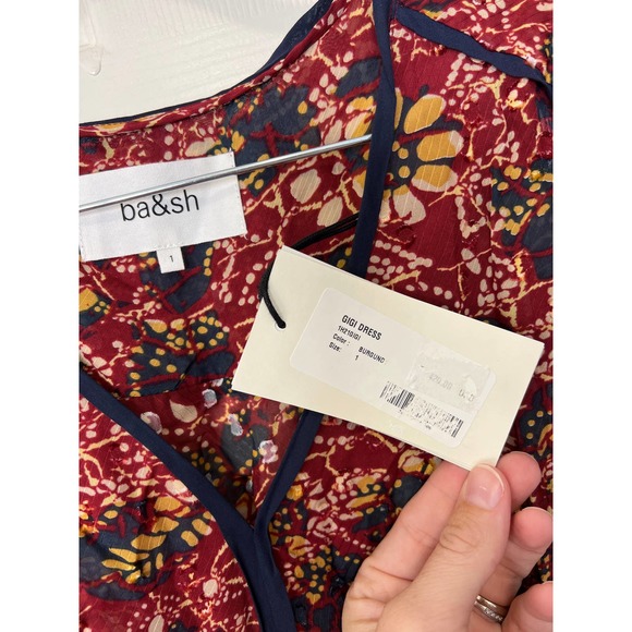 ba&sh NWT Gigi Long Sleeve Floral Midi Boho Smocked Floral Dress 1 / US 4 Small - Picture 7 of 14